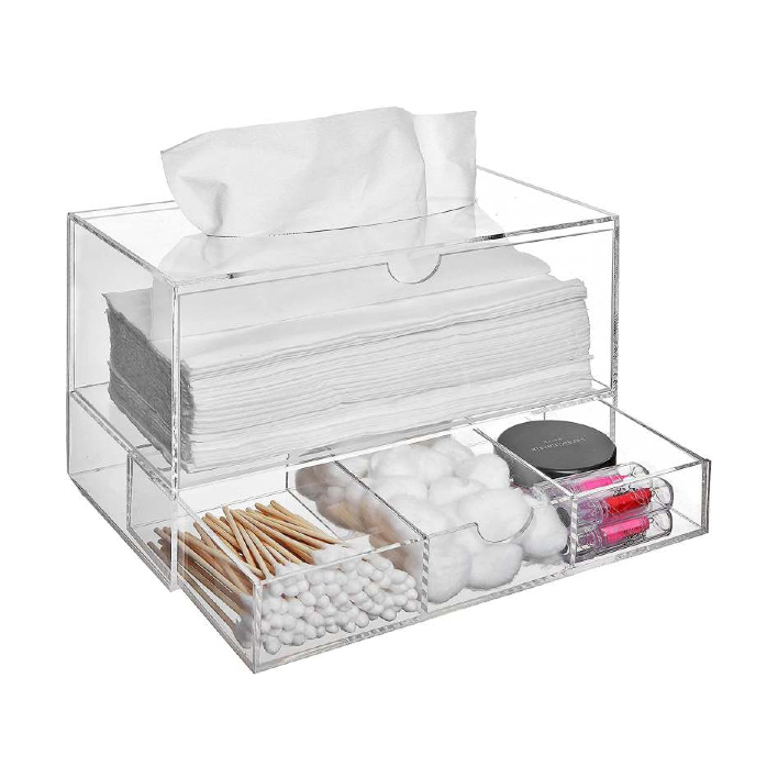 Acrylic Tissue Holder with Drawer