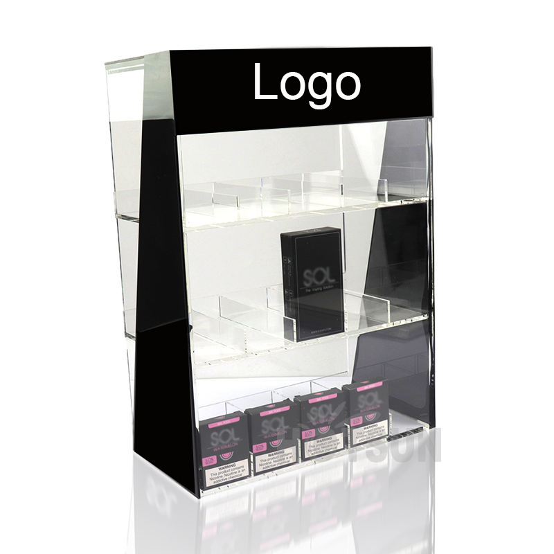 Retail store display Custom 3 tier Acrylic Vape Display Stand Liquid Box Dispenser