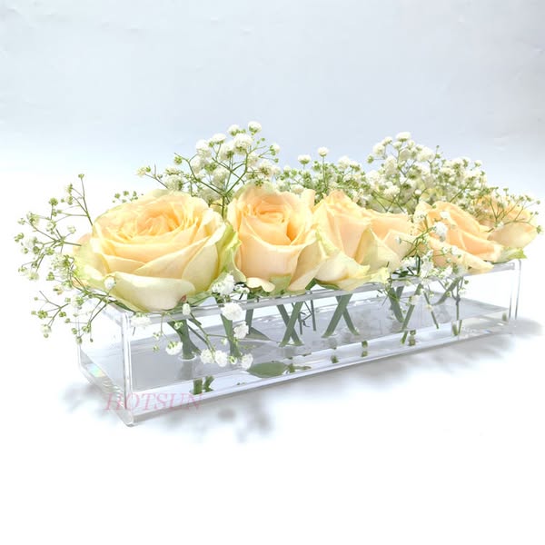 Acrylic flower display holder box rose vase