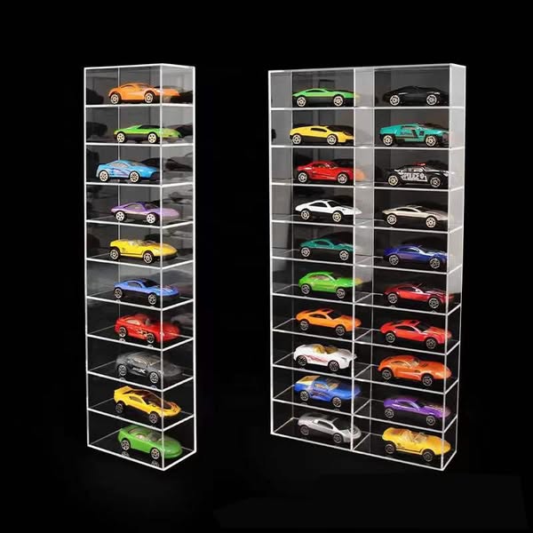 Wall mounted clear acrylic toy cars display showcase cabinet