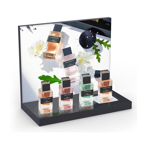 Countertop acrylic perfume display cosmetic advertising stan